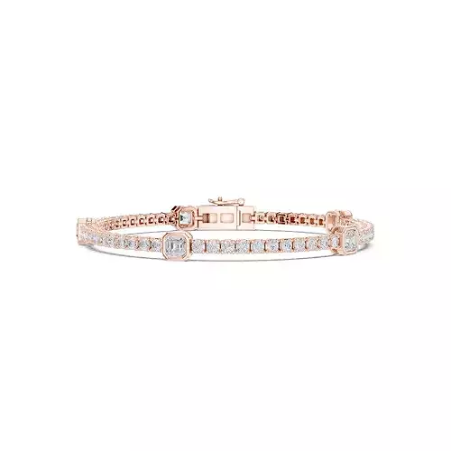 Asscher Round Diamond Tennis Bracelet 3dm stl renders animation