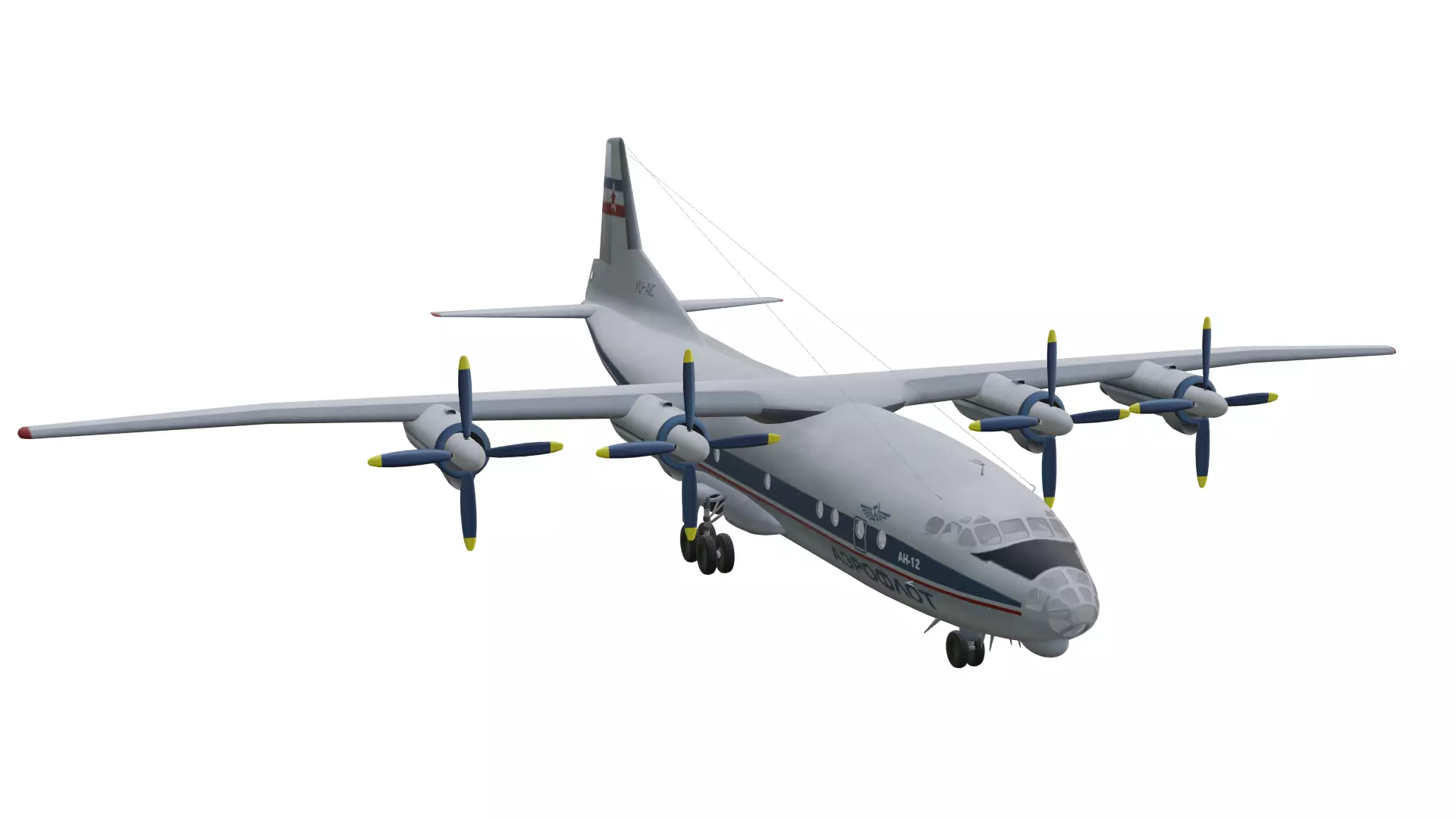 Antonov An12 - High 3D Military Transport Aircraft Low-poly 3D model