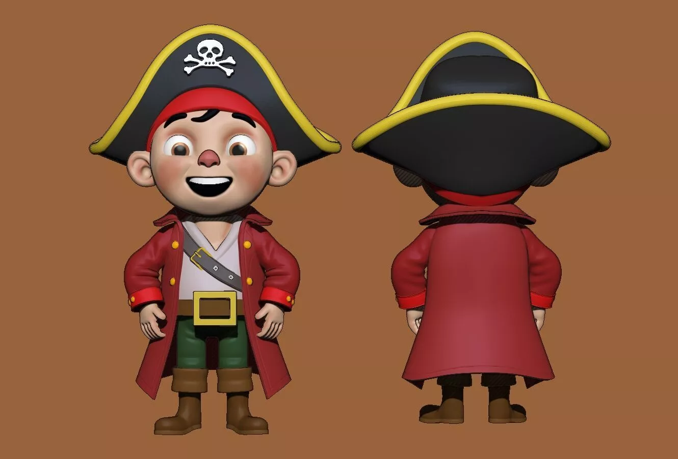 Pirate boy cartoon Free 3D model