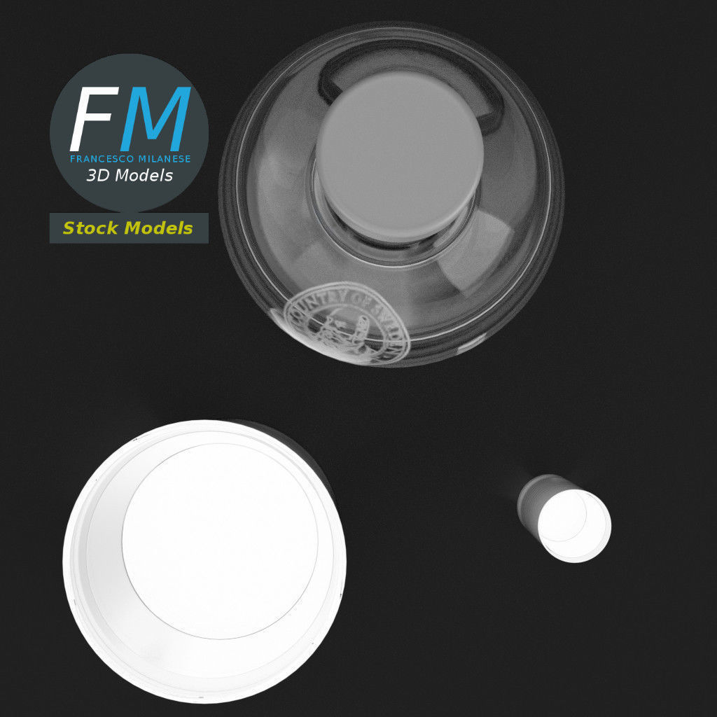 Absolute vodka and glasses set 3D model_6