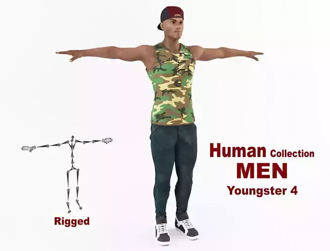 Youngster 4 man in camouflage 3D model
