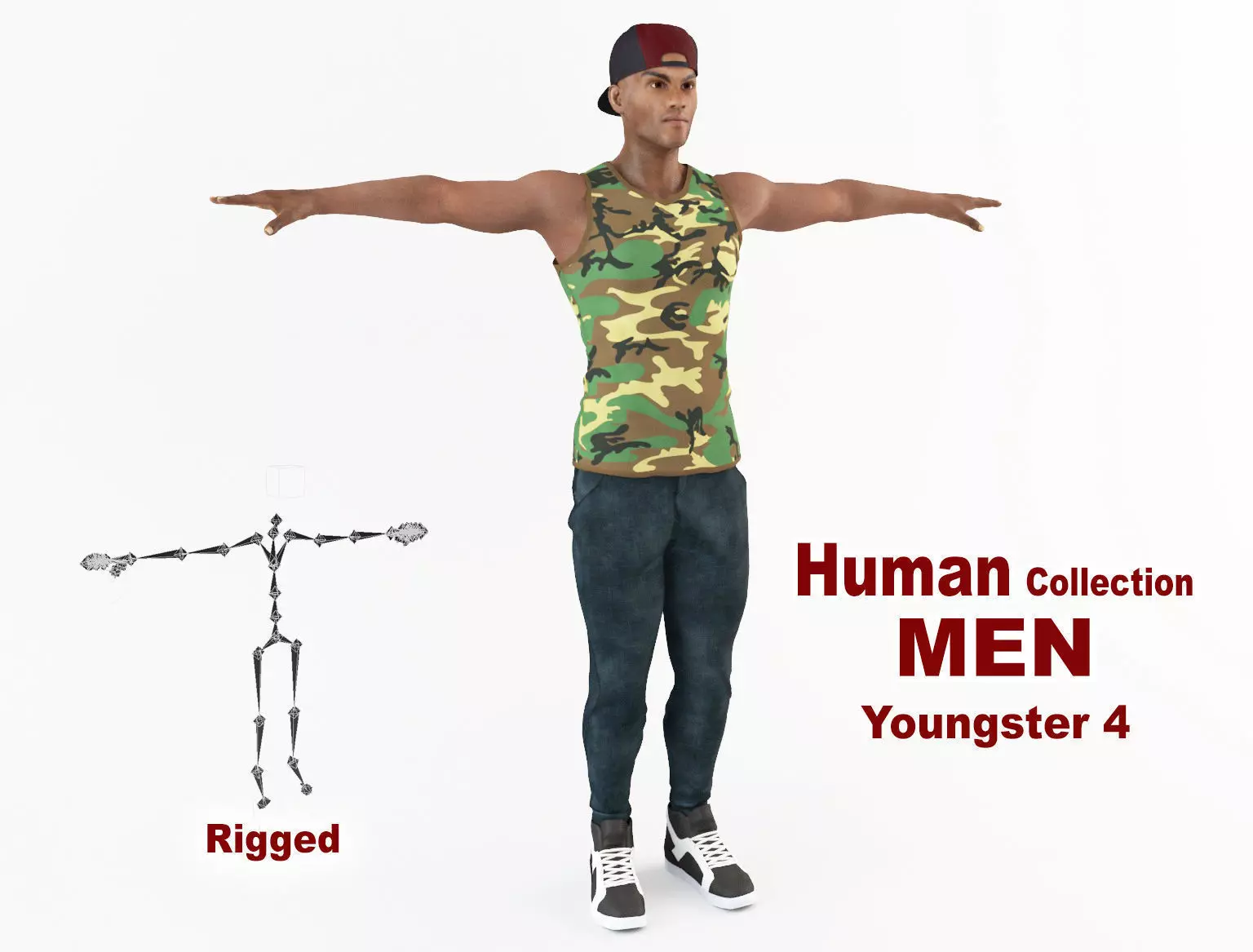 Youngster 4 man in camouflage 3D model