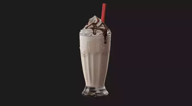 Classic Chocolate Drizzle Milkshake 3D model 6