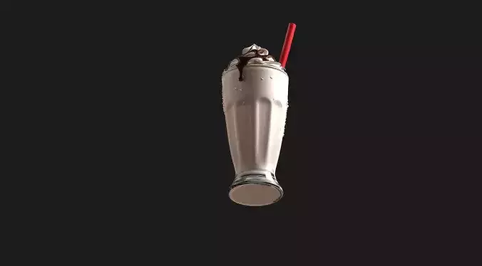 Classic Chocolate Drizzle Milkshake 3D model 5