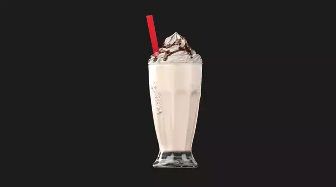 Classic Chocolate Drizzle Milkshake 3D model 7
