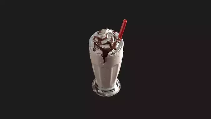 Classic Chocolate Drizzle Milkshake 3D model 3