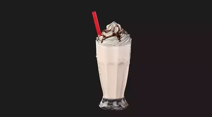 Classic Chocolate Drizzle Milkshake 3D model 2