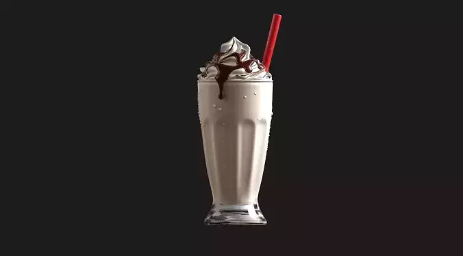 Classic Chocolate Drizzle Milkshake 3D model 4