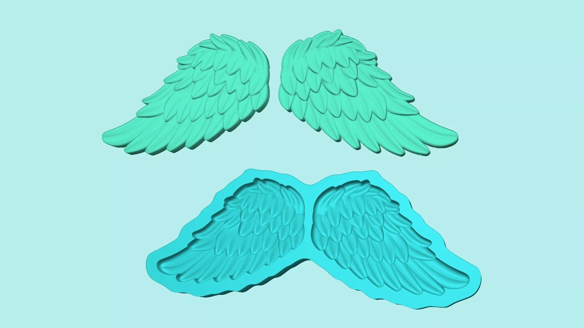 Wing Mold B Angel - Molding Maker Template 3D print model