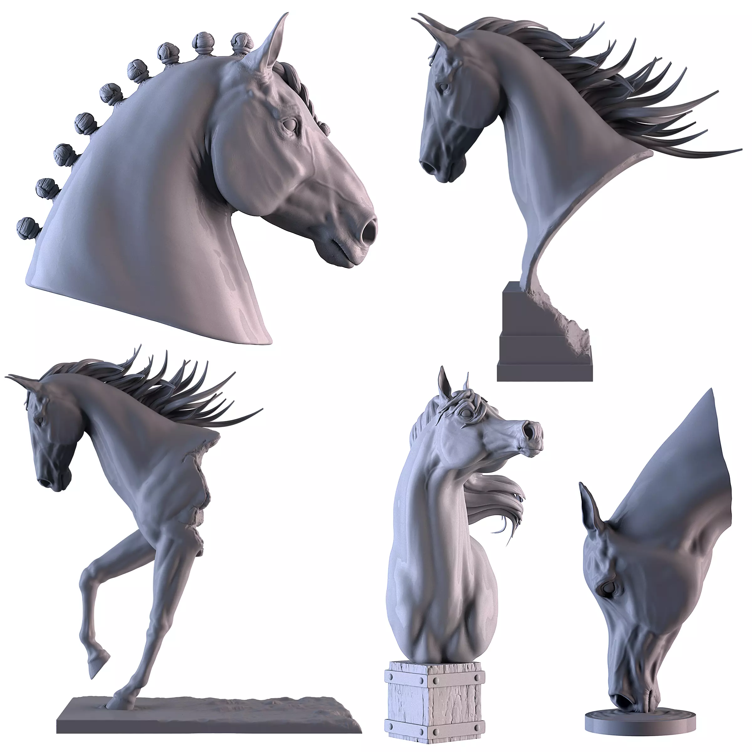 Horse Head Bust Collection 3D print model