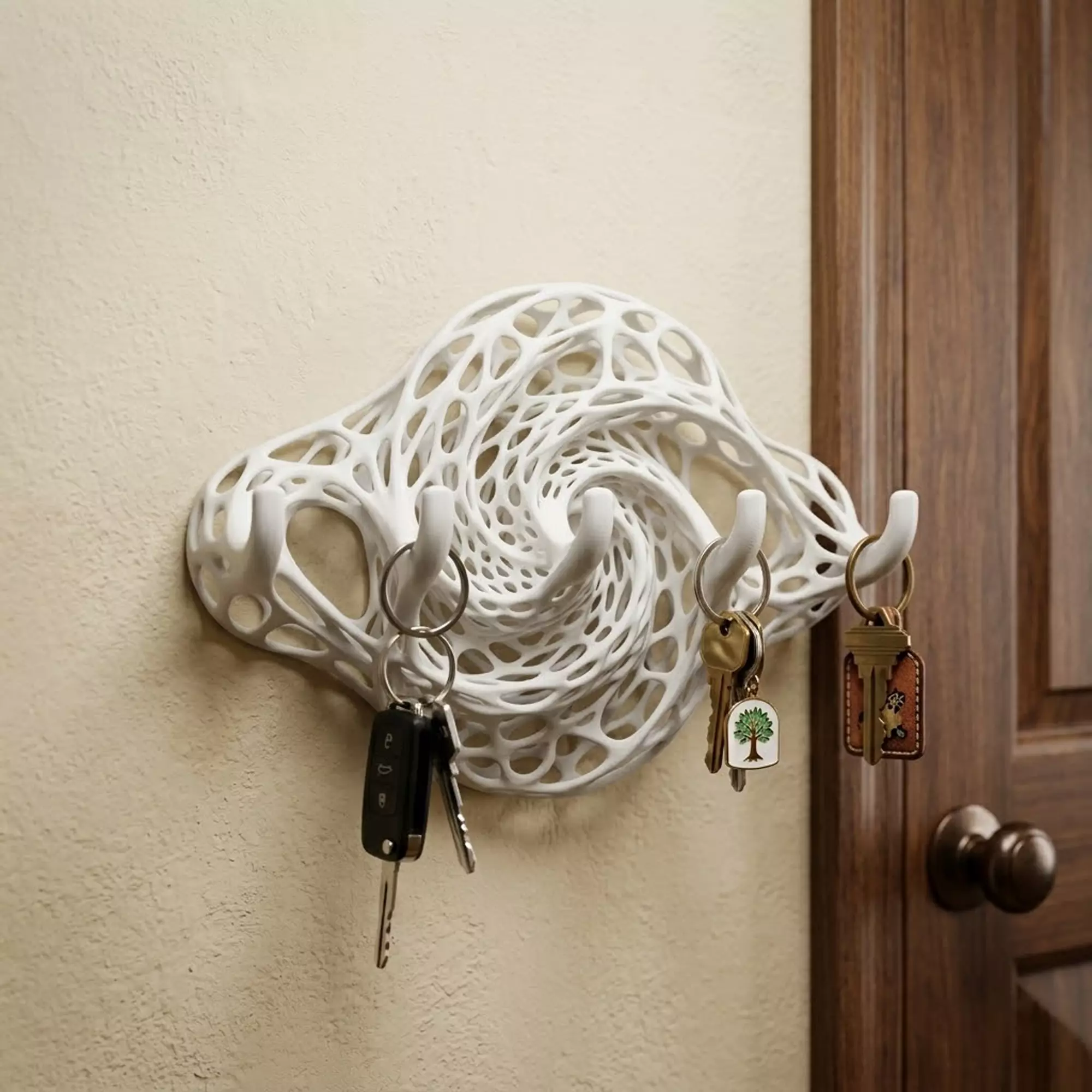 Organic Geometric Wall Mounted Key Holder 3D print model