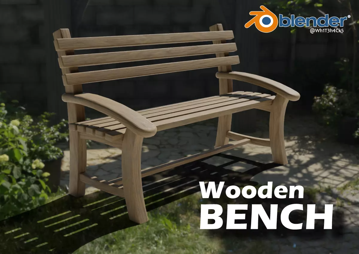 Simple Wooden Bench Low-poly 3D model