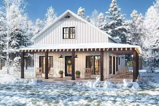Mid Century Modern Exterior Render 3D model 3