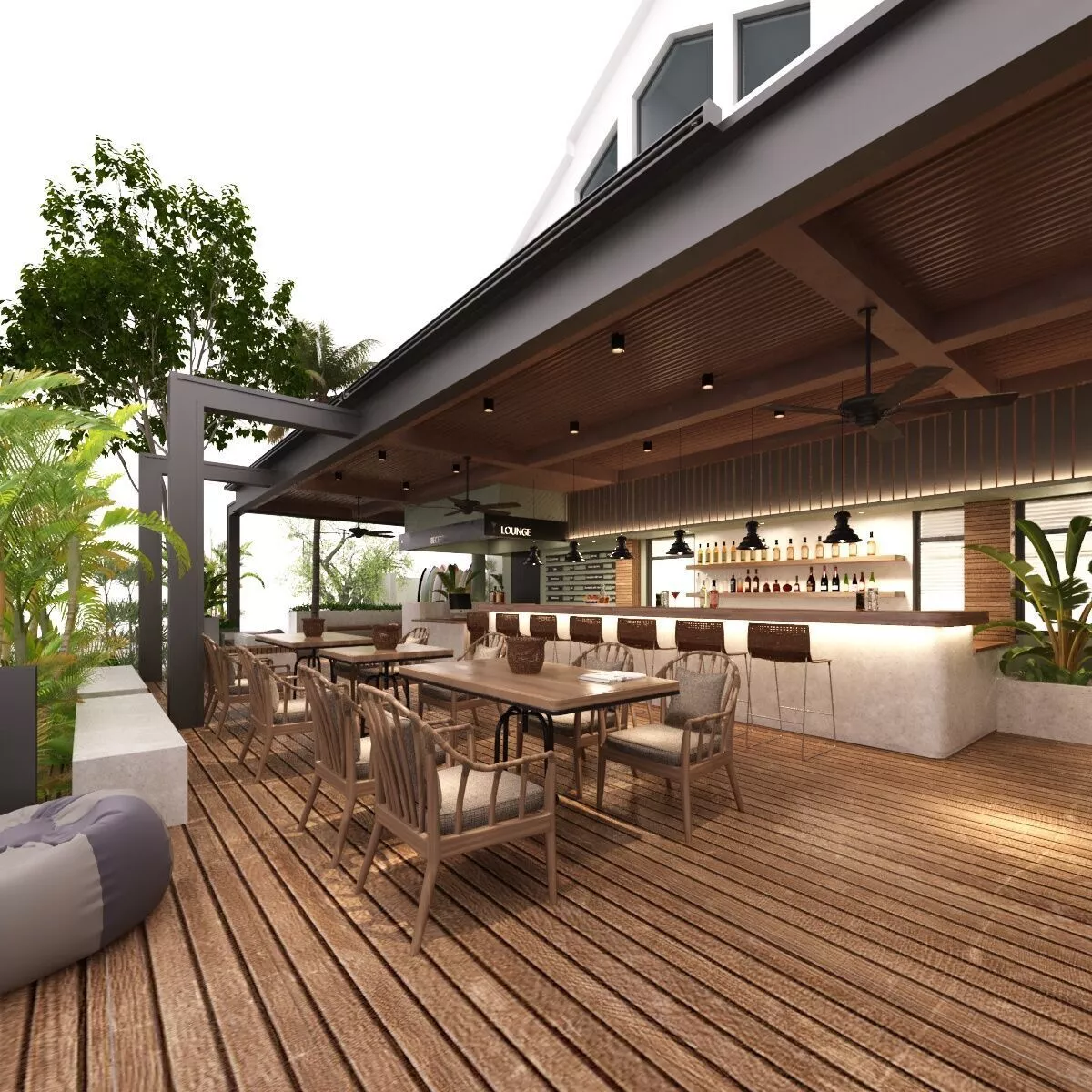 Tropical Open Bar Restaurant 3D model
