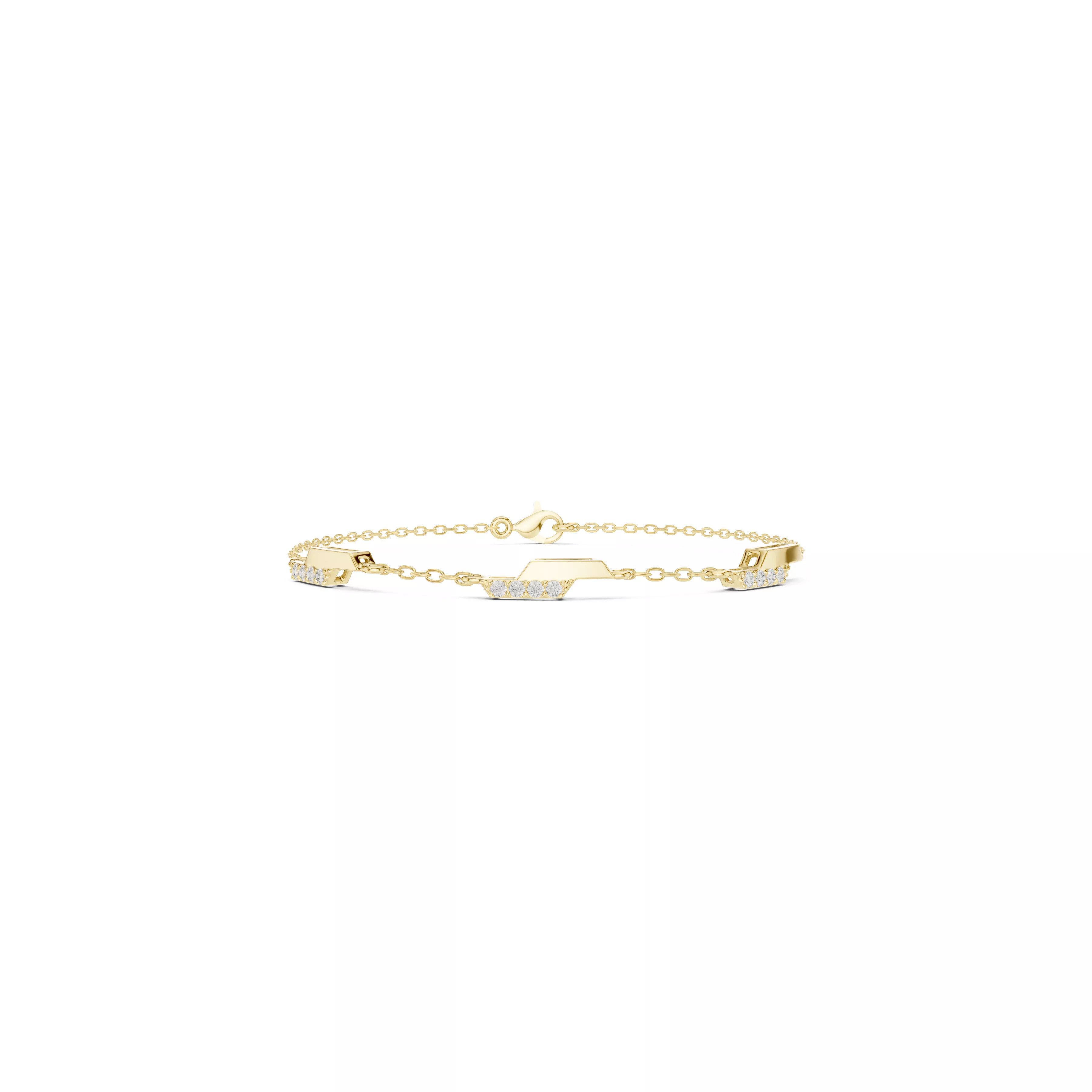 Minimal Chain Geometric Bar Diamond Delicate Bracelet CAD 3D print model