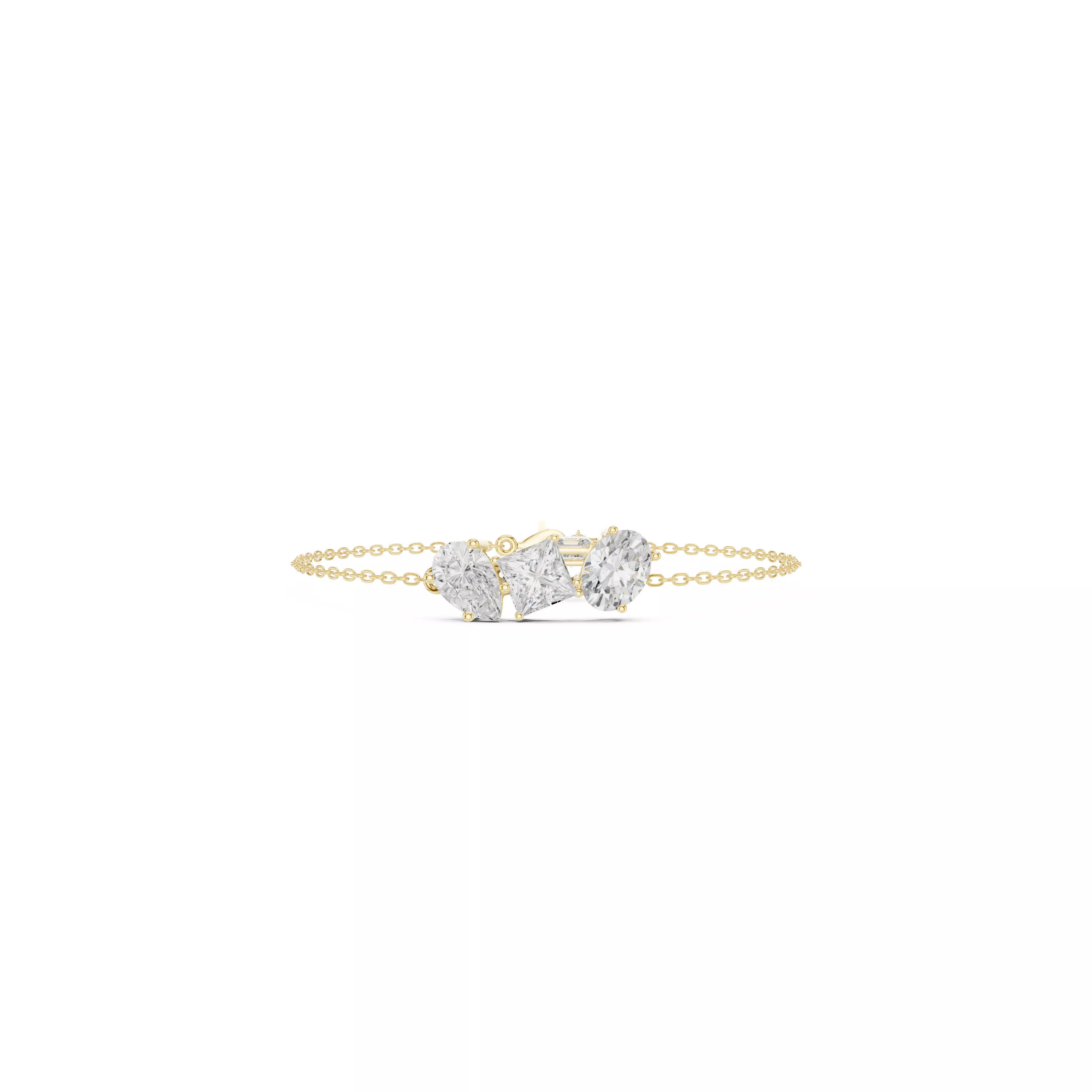 Multi Shape Diamond Station Bracelet Minimal Gold Chain Bracelet 3D print model