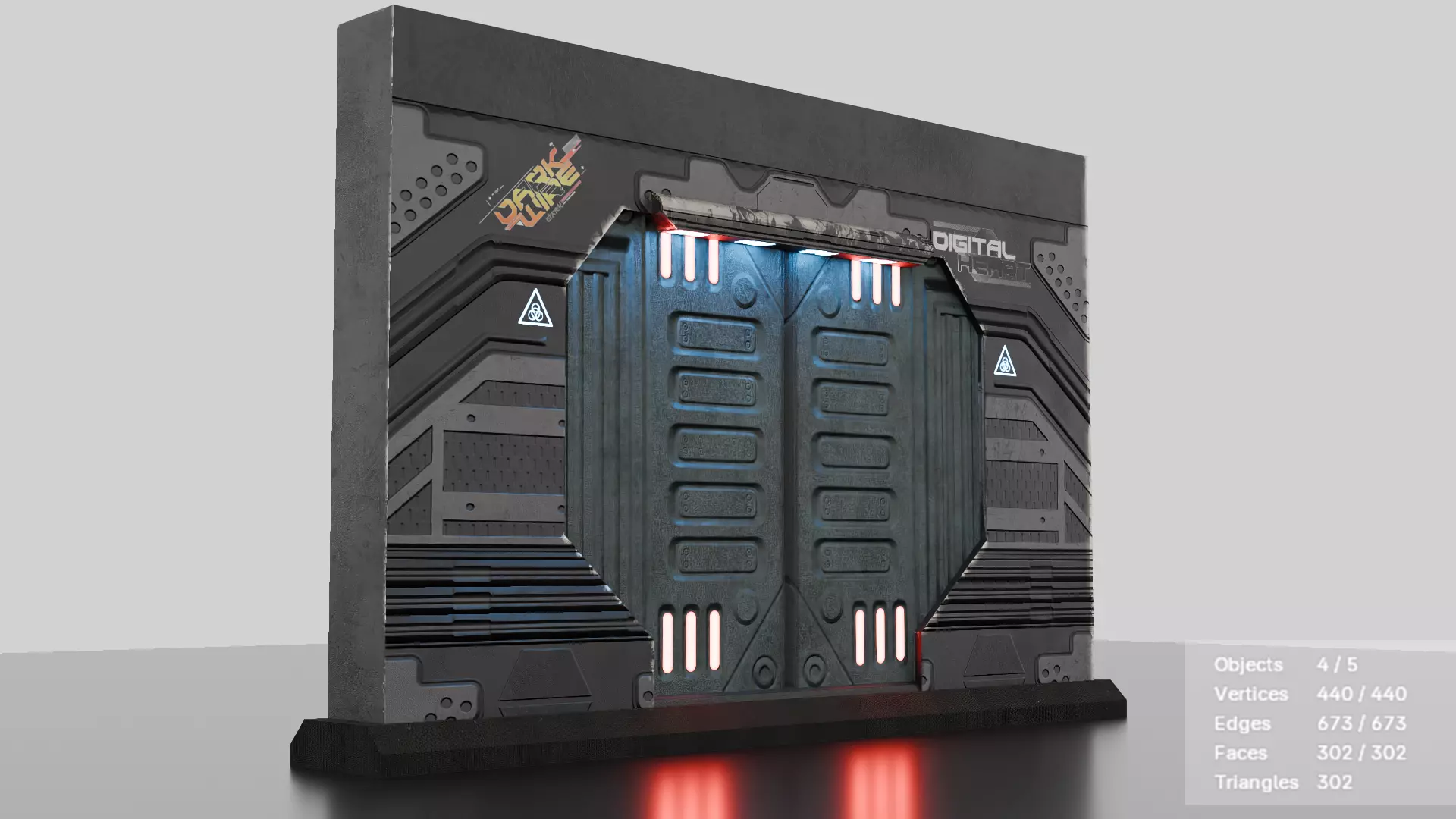 Low Poly Sci-Fi Blast Door Game Ready Low-poly 3D model