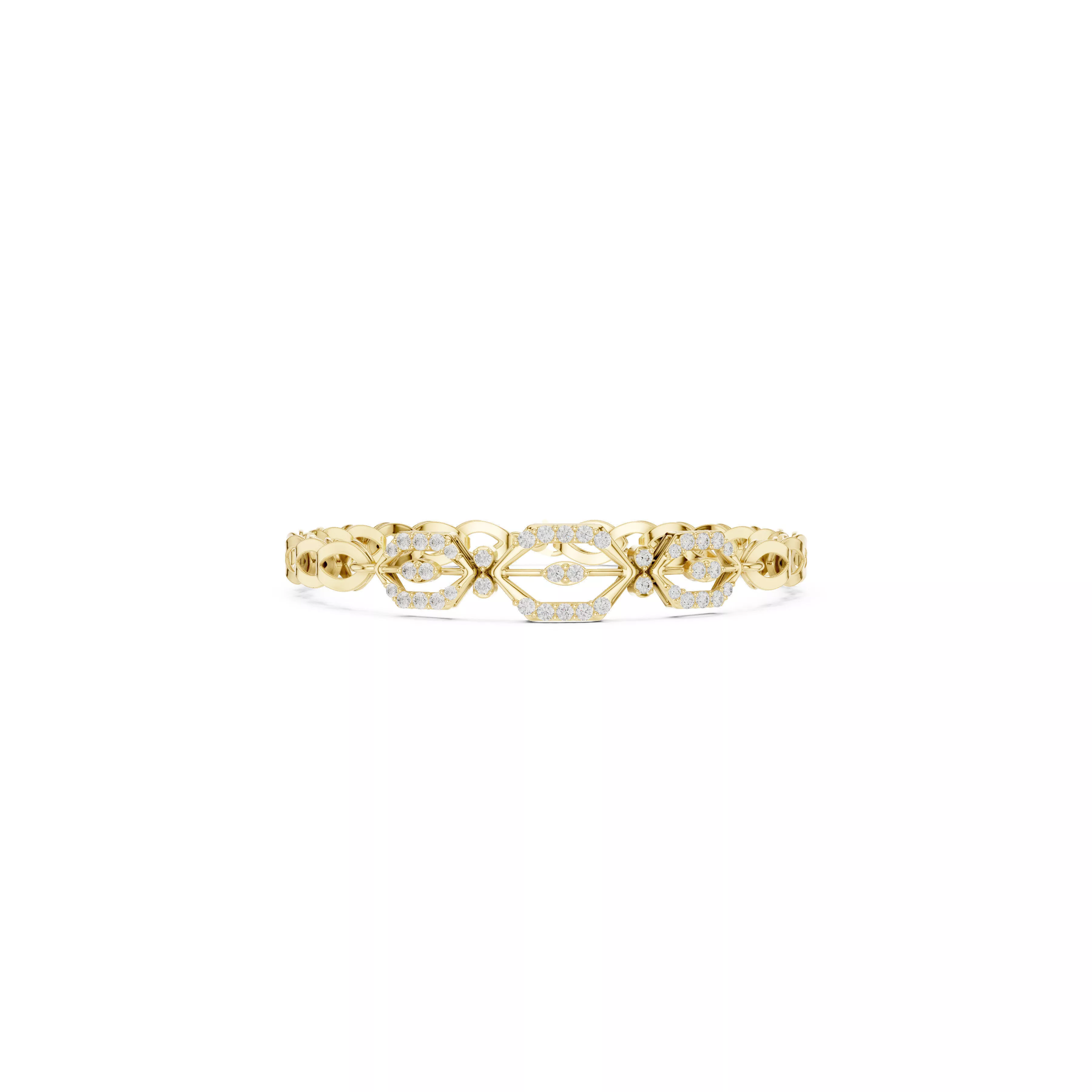 Geometric Hexagon Motif Diamond Link Bracelet CAD 3D print model