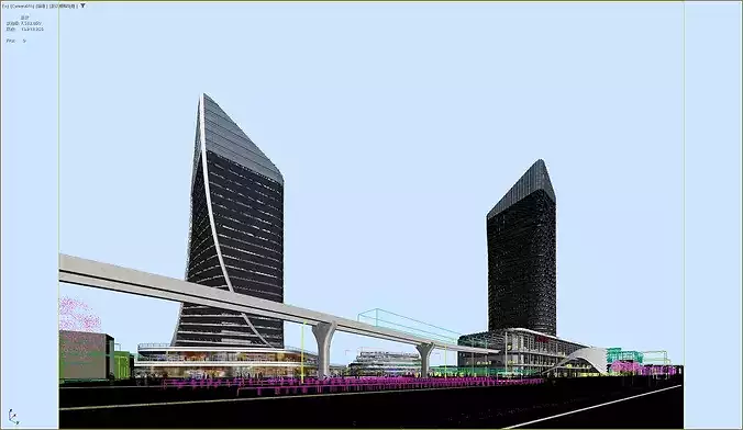 Modern office CBD glass curtain wall commercial complex 3D model 2