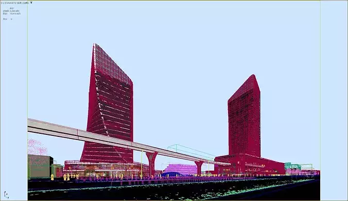 Modern office CBD glass curtain wall commercial complex 3D model 3