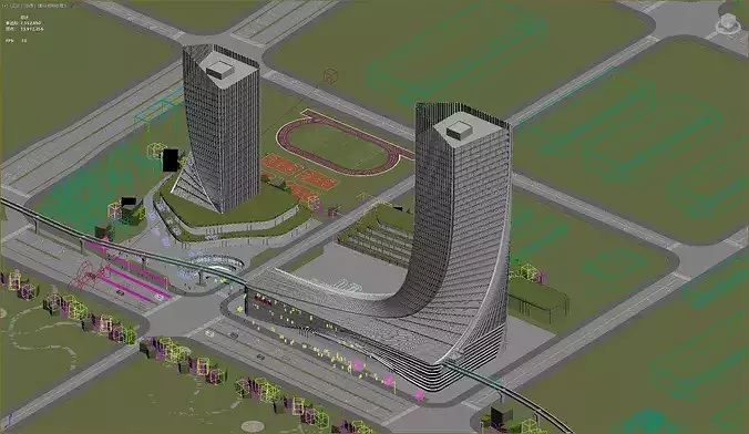 Modern office CBD glass curtain wall commercial complex 3D model 5