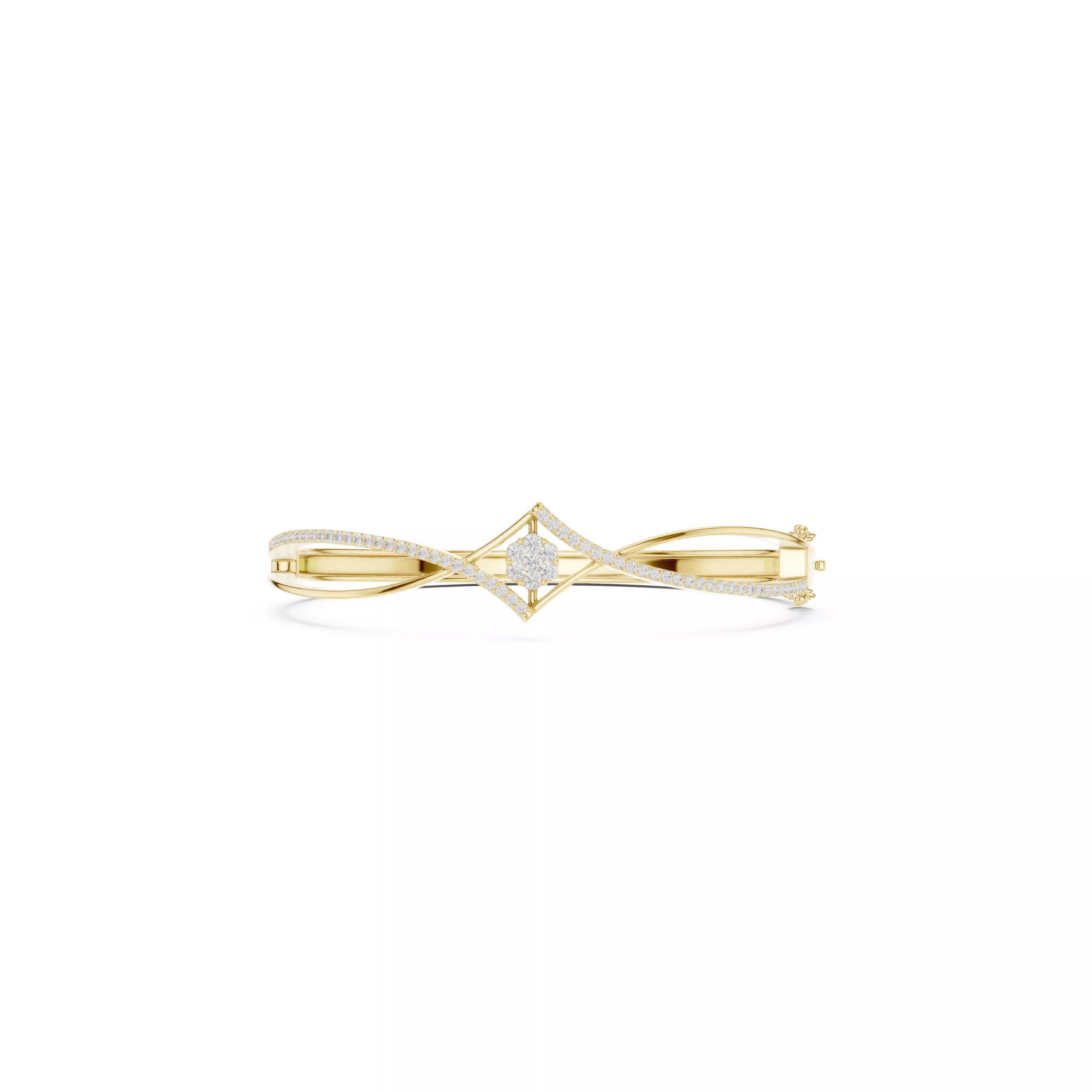 Luxury Cluster Center Infinity Twist Diamond Bangle Bracelet CAD 3D print model