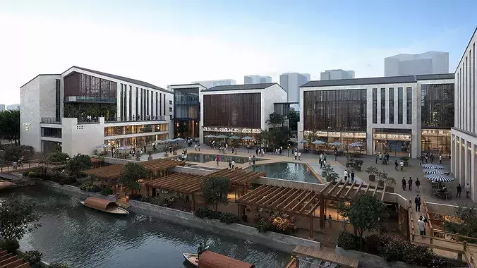 Neo Chinese commercial complex shopping center shopping plaza 3D model 3