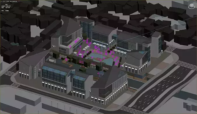 Neo Chinese commercial complex shopping center shopping plaza 3D model 6