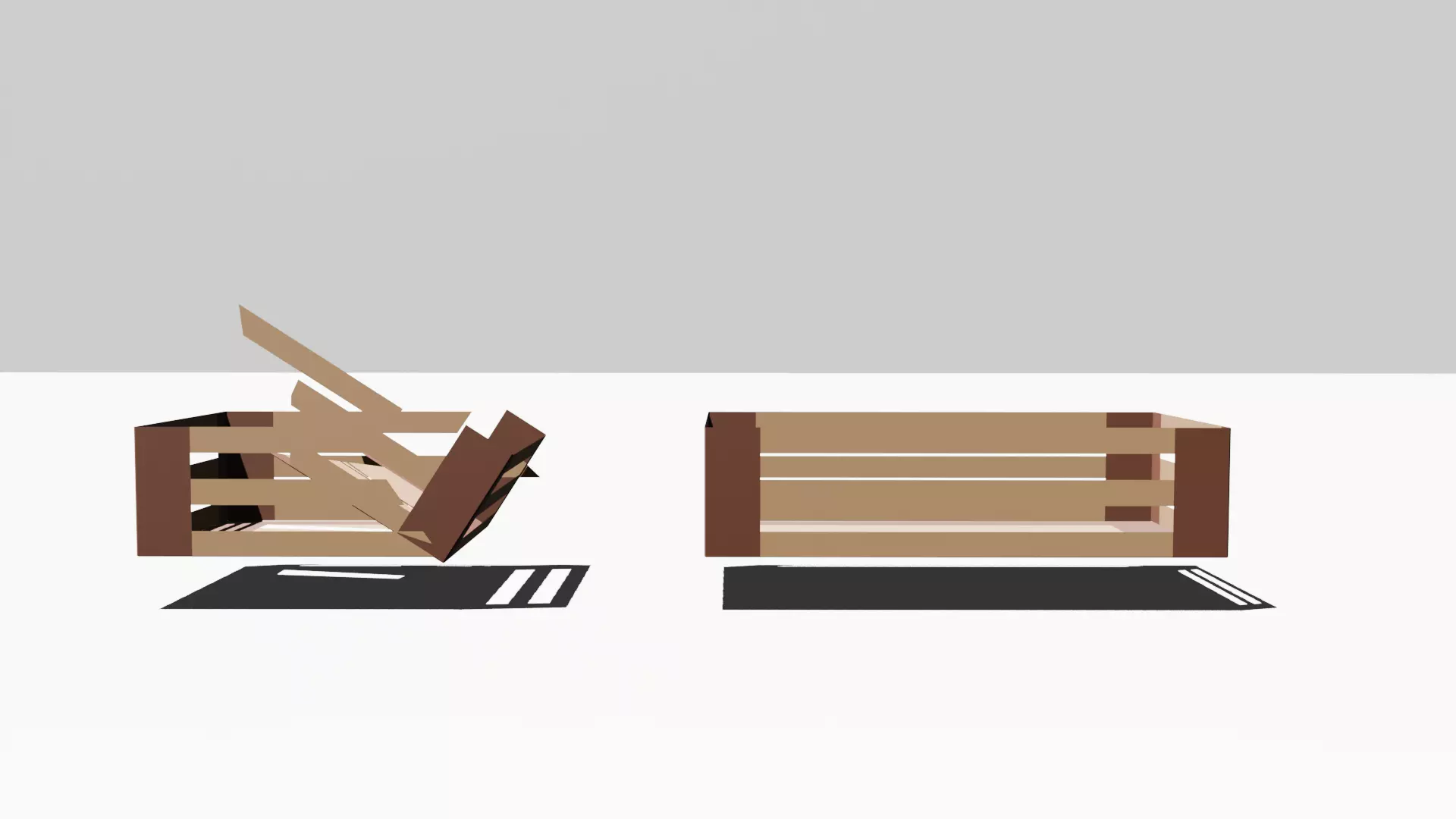 Low Poly Wooden Crate Stylized Game Prop Broken Crate Low-poly 3D model