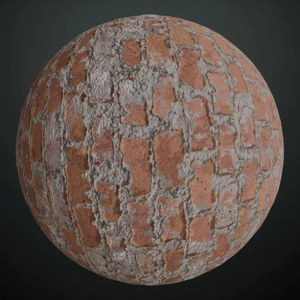 Realistic Partially Covered Bricks PBR Seamless Texture