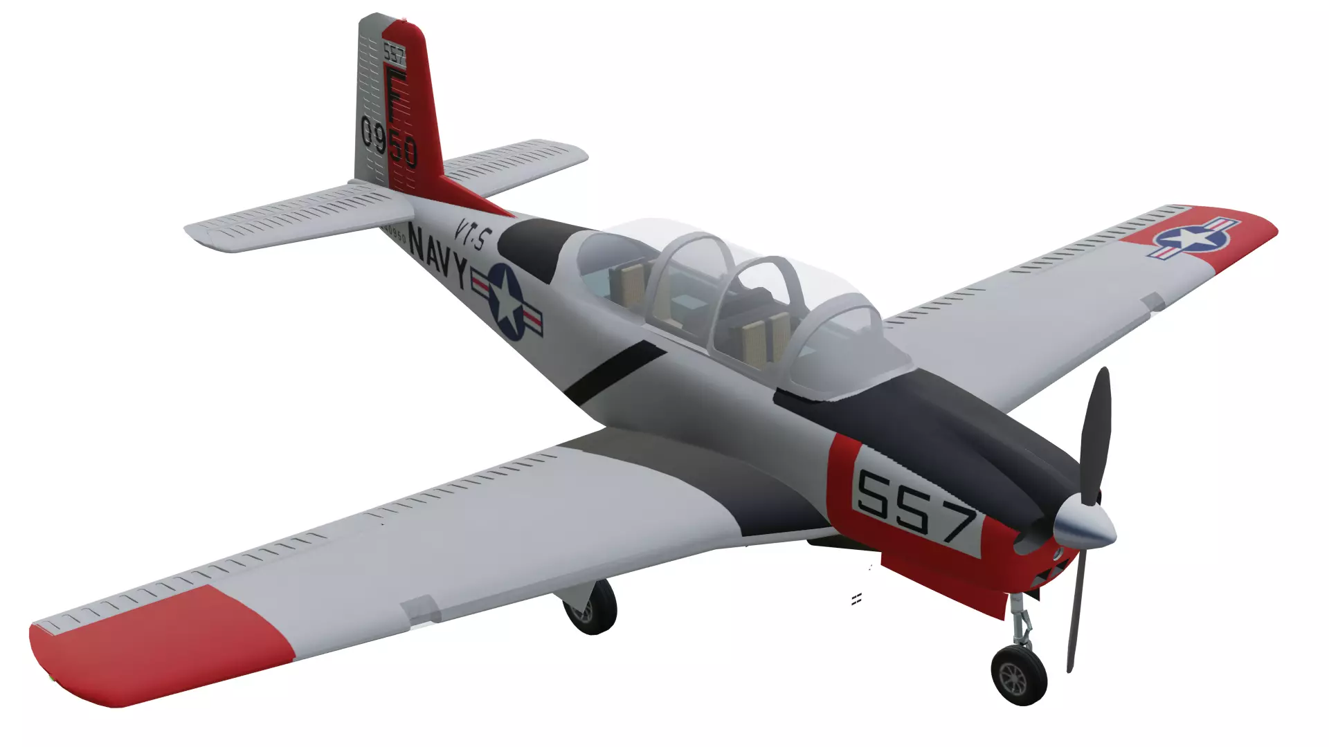 Beechcraft T34A Low-poly 3D model