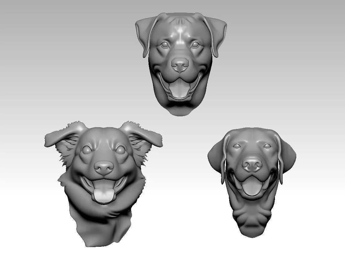 3D Printable Dog Head Wall Mount Fridge Magnet Keychain 3D print model