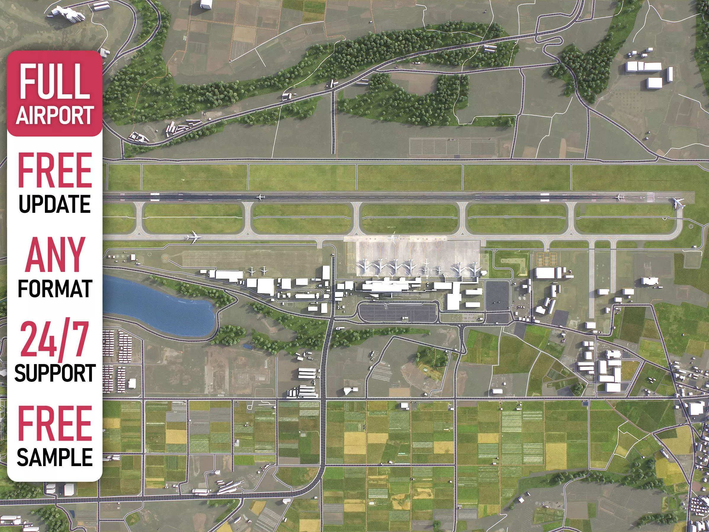 Kumamoto - 3D Airport Model Low-poly 3D model
