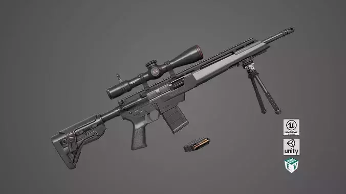 Sniper Rifle 06 Black Generic All PBR Unity UE Textures