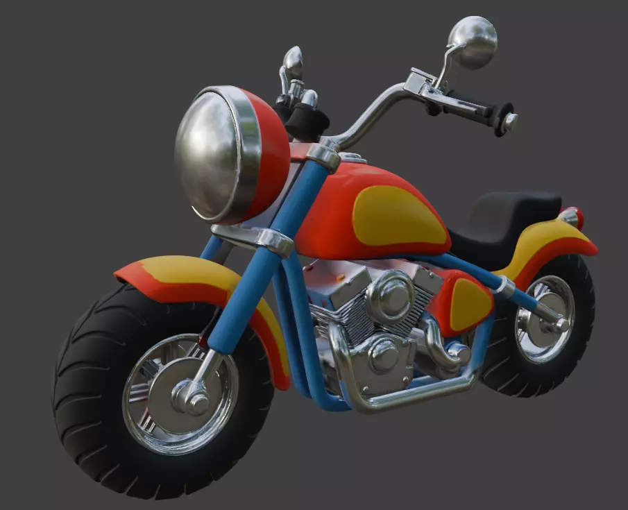 Cartoon Red Motorcycle 3D Model 3D model
