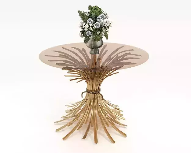 Luxury Art Deco Dining Table and Chair Set 3D model 7