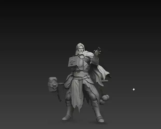 Fantasy War Priest Character STL 3D Printable Model
