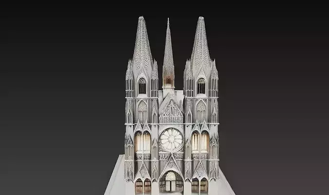 Ultra Detailed Gothic Cathedral Architecture STL 3D Printable