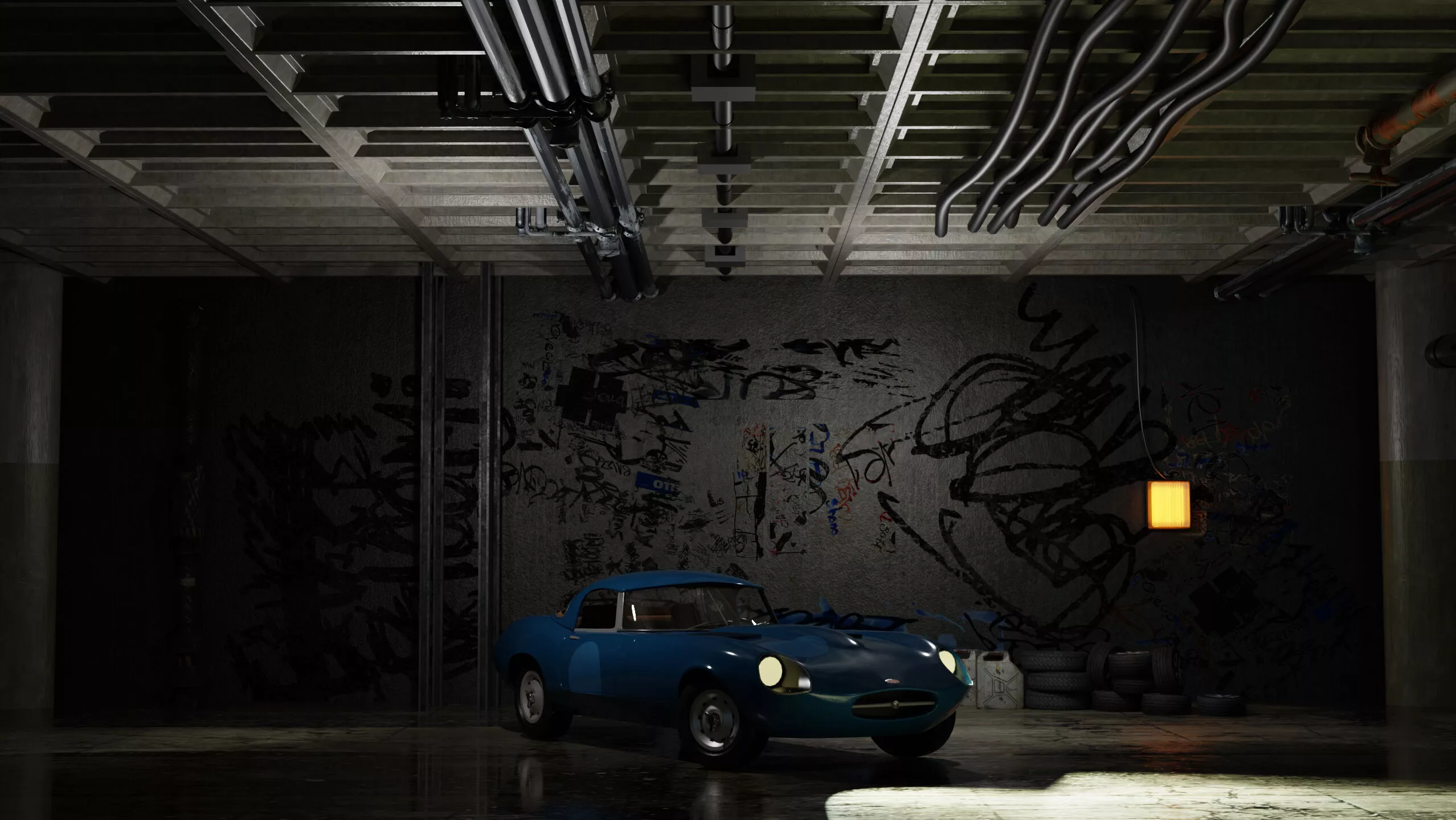 Jaguar E-Type Lightweight GT Free low-poly 3D model