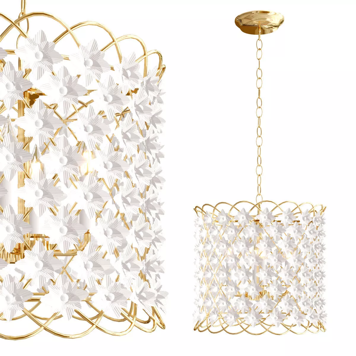 Porcelain Flower Chandelier 3D model