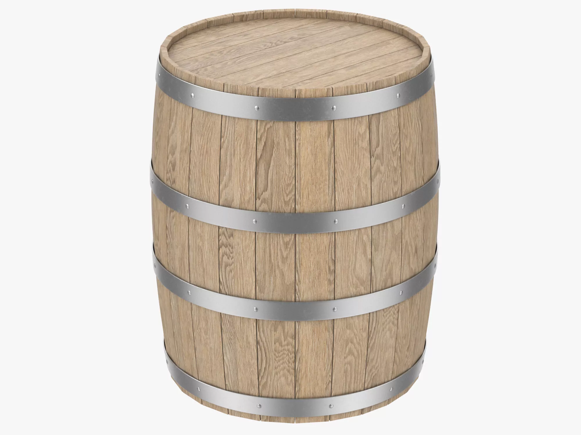 Wooden Wine Barrel PBR 3D model
