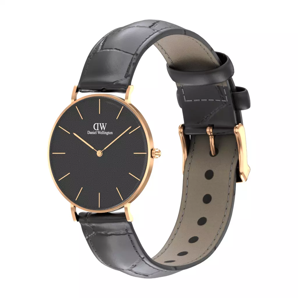 Daniel Wellington Petite Reading Rose Gold Tone Black Low-poly 3D model