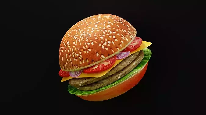 Photorealistic Gourmet Beef Burger Low-poly 3D model 2