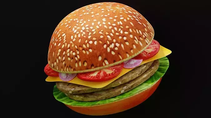 Photorealistic Gourmet Beef Burger Low-poly 3D model 4