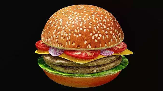 Photorealistic Gourmet Beef Burger Low-poly 3D model