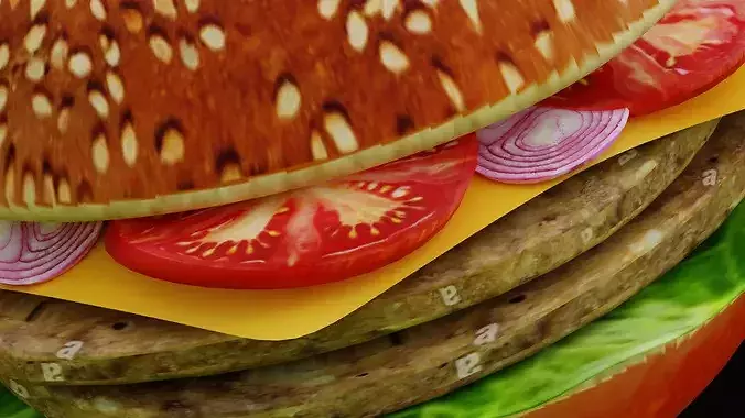 Photorealistic Gourmet Beef Burger Low-poly 3D model 5