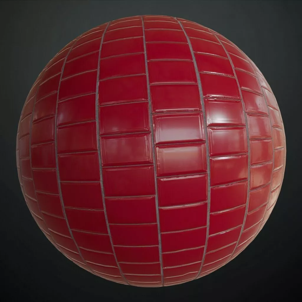 Realistic Shiny Red Bricks Wall PBR Seamless Texture