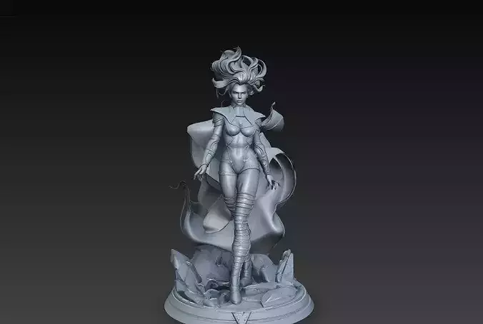  Stylized Female Superhero Character Statue STL Model