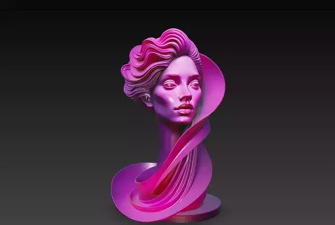 Abstract Female Bust Modern Art Sculpture STL Model