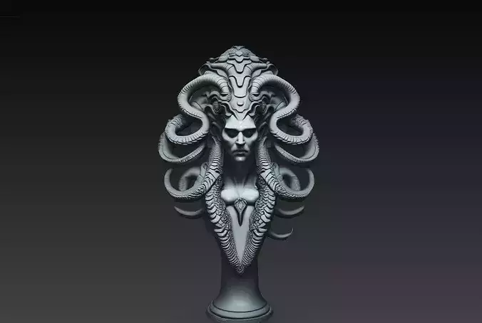 Medusa Bust Dark Fantasy Mythology Sculpture STL